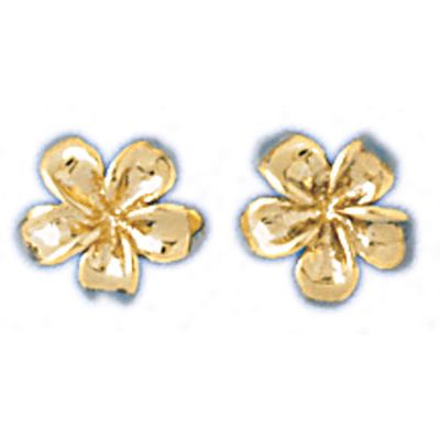Dazzlers 14k Yellow Gold Plumeria Flower Stud Earrings, MPN: DZ-12920