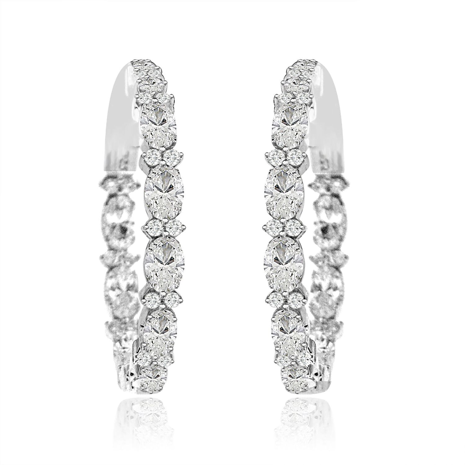Dazzlers Sterling Silver Rhodium Plated and CZ Oval Hoop Earrings, MPN: DCE-550