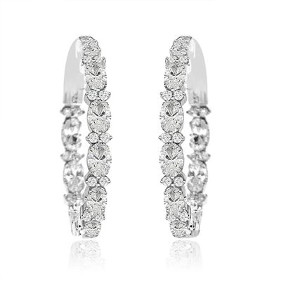 Dazzlers Sterling Silver Rhodium Plated and CZ Oval Hoop Earrings, MPN: DCE-550
