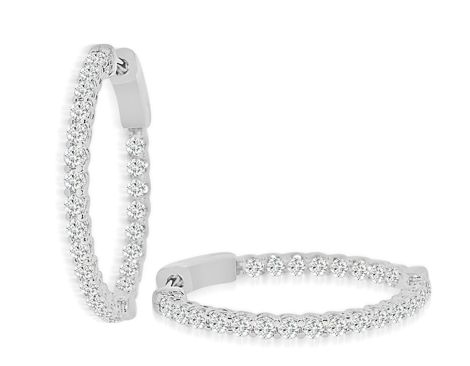 Dazzlers Sterling Silver Rhodium Plated and CZ Oval Hoop Earrings, MPN: DCE-24