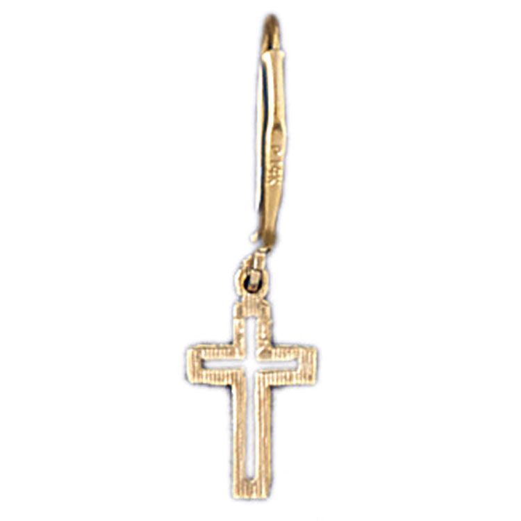 Dazzlers 14k Yellow Gold Cross Leverback Earrings, MPN: DZ-13027