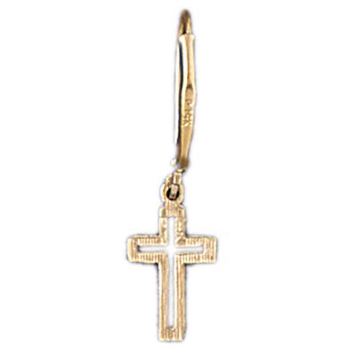 Dazzlers 14k Yellow Gold Cross Leverback Earrings, MPN: DZ-13027