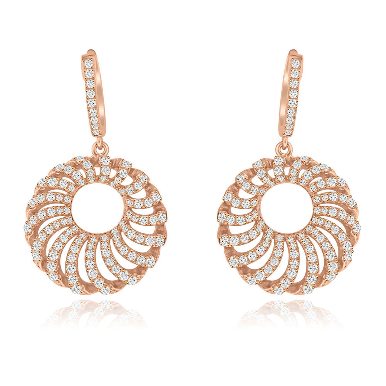 Dazzlers Sterling Silver Rhodium Plated and CZ Round Dangle Earrings, MPN: DYE-733P