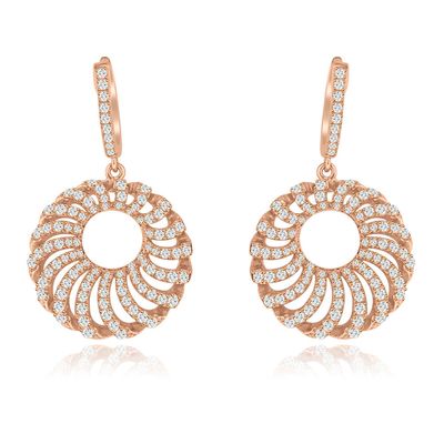 Dazzlers Sterling Silver Rhodium Plated and CZ Round Dangle Earrings, MPN: DYE-733P