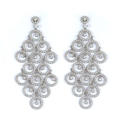 Dazzlers Sterling Silver Rhodium Plated and CZ Dangle Earrings, MPN: DCE-420