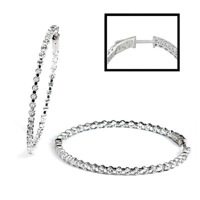 Dazzlers Sterling Silver Rhodium Plated with CZ Hoop Earrings, MPN: DCE-44