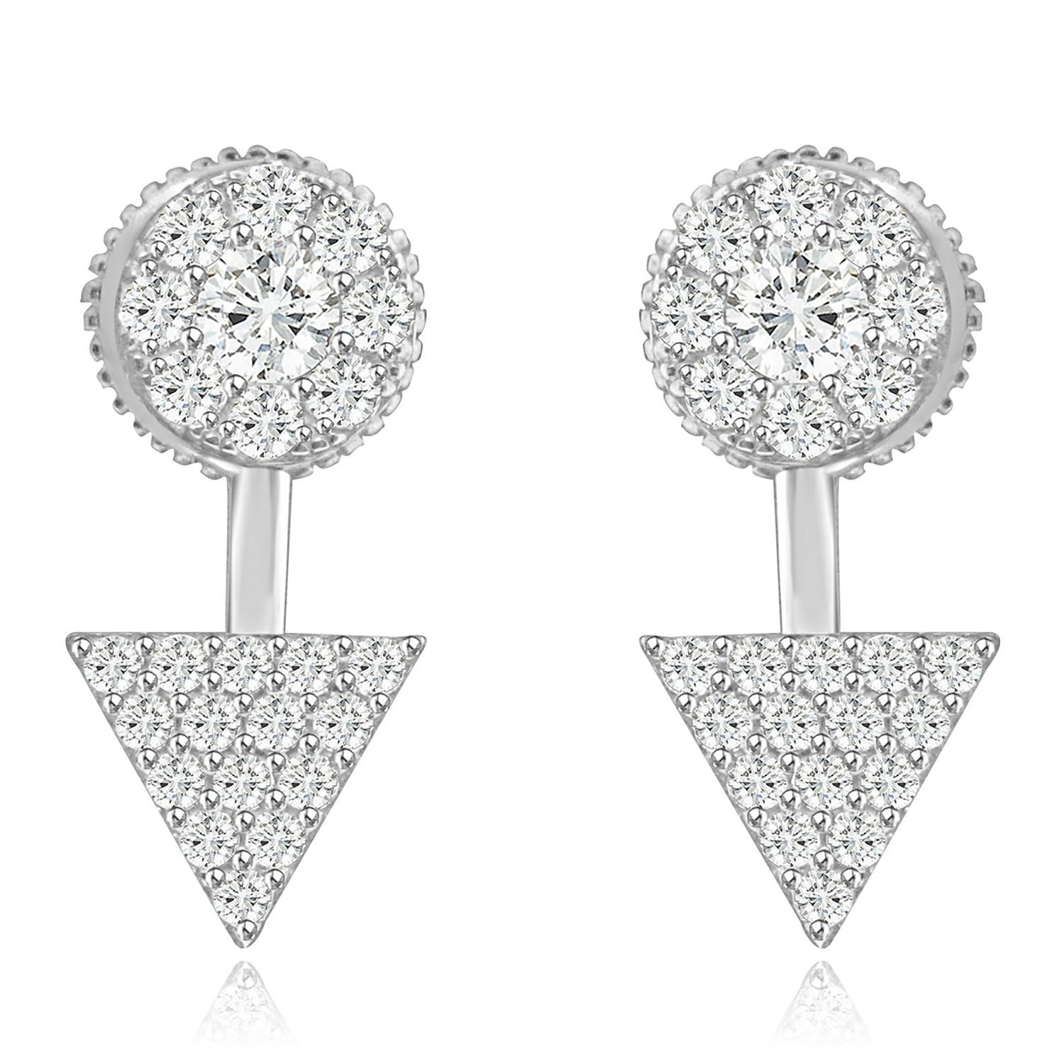 Dazzlers Sterling Silver Rhodium Plated with CZ Two Piece Stud Earrings, MPN: DCE-640