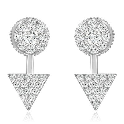 Dazzlers Sterling Silver Rhodium Plated with CZ Two Piece Stud Earrings, MPN: DCE-640