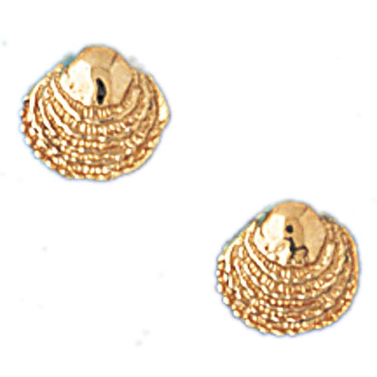 Dazzlers 14k Yellow Gold Shell Stud Earrings, MPN: DZ-13052