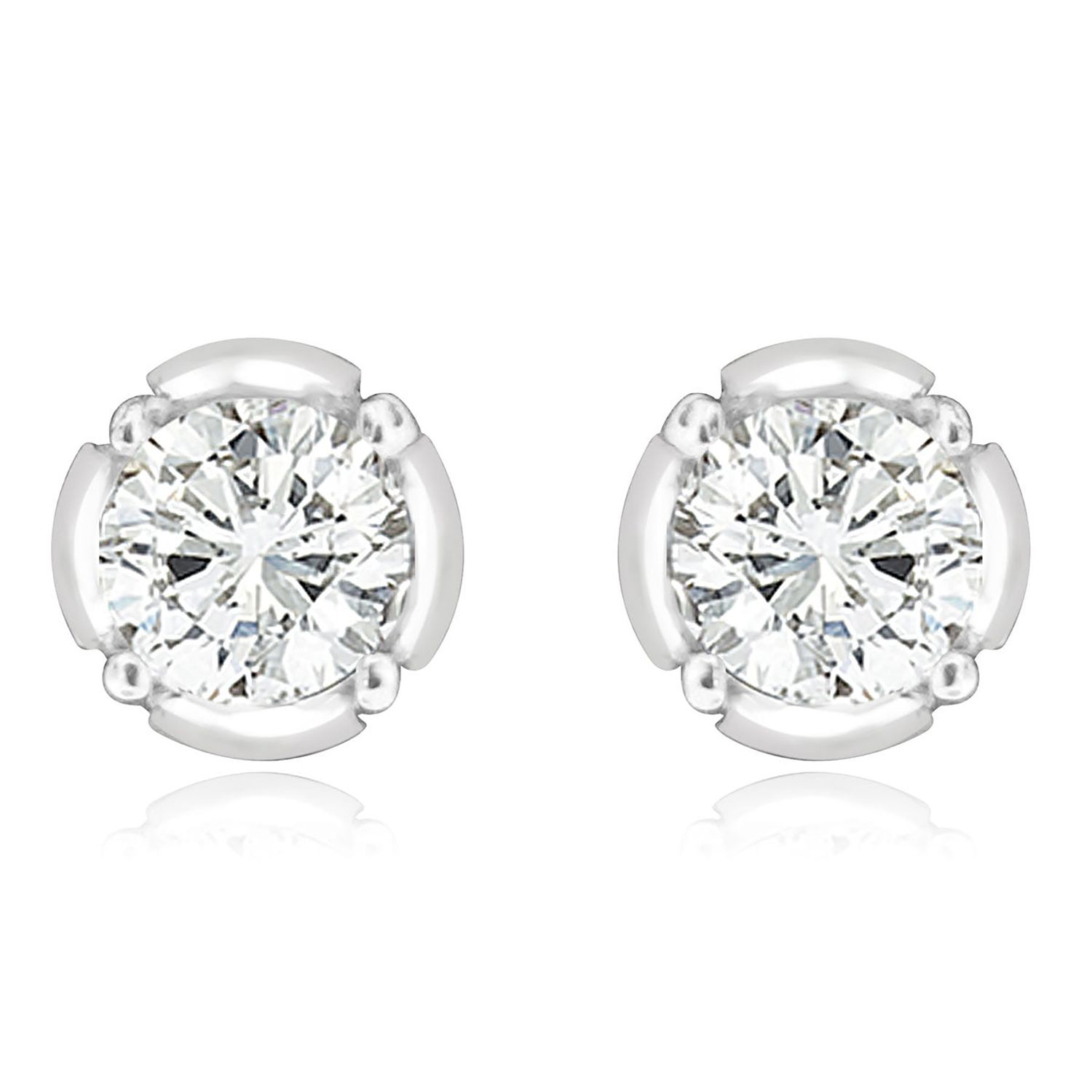 Dazzlers Sterling Silver Rhodium Plated and CZ Screw Back Stud Earrings, MPN: DYE-758
