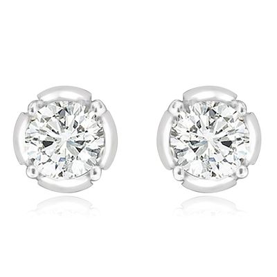 Dazzlers Sterling Silver Rhodium Plated and CZ Screw Back Stud Earrings, MPN: DYE-758