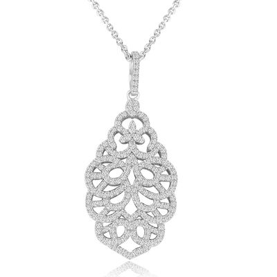 Dazzlers Sterling Silver Rhodium Plated and CZ Ornate Flower Necklace, MPN: DYN-740