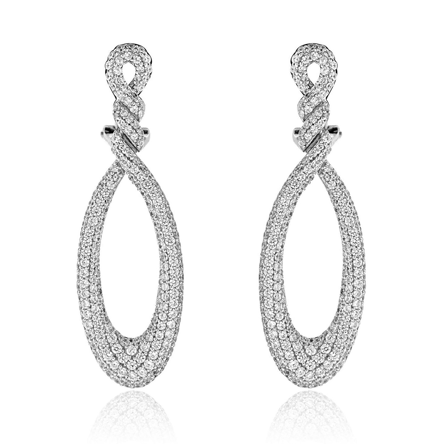 Dazzlers Sterling Silver Rhodium Plated and CZ Teardrop Earrings, MPN: DGE-1023