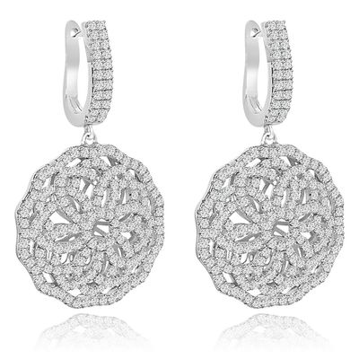 Dazzlers Sterling Silver Rhodium Plated and CZ Flower Dangle Earrings, MPN: DYE-731