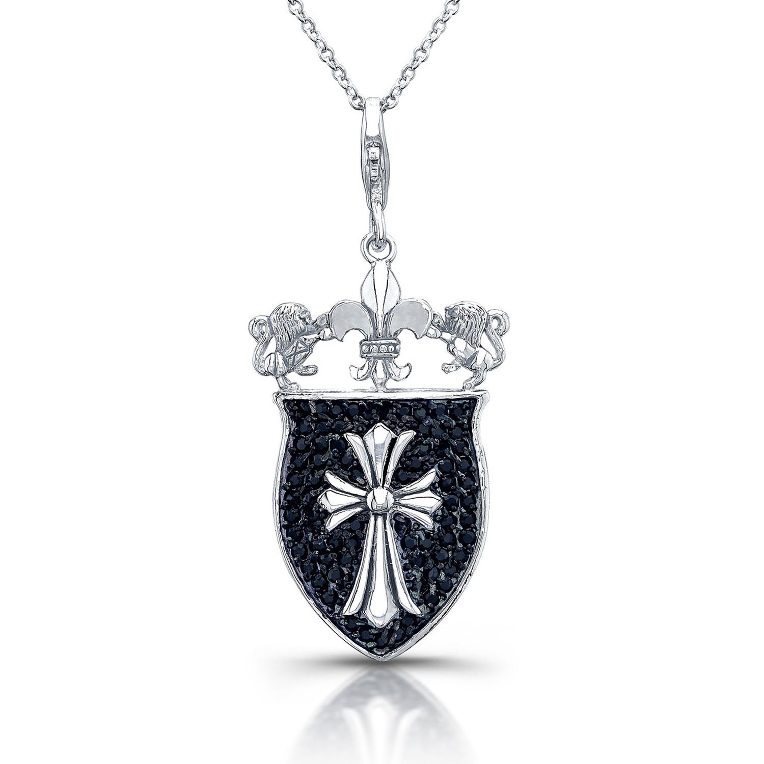 Dazzlers Sterling Silver Rhodium Plated and CZ Cross Necklace, MPN: DBN194