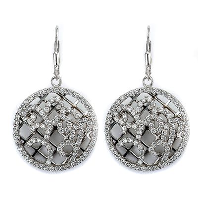 Dazzlers Sterling Silver Rhodium Plated and CZ Ornate Earrings, MPN: DCE-348