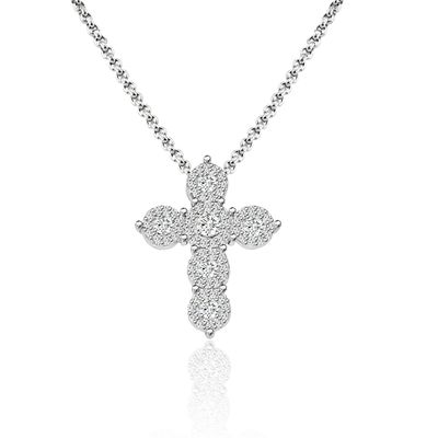 Dazzlers Sterling Silver Rhodium Plated and CZ Cross Necklace, MPN: DYN-702