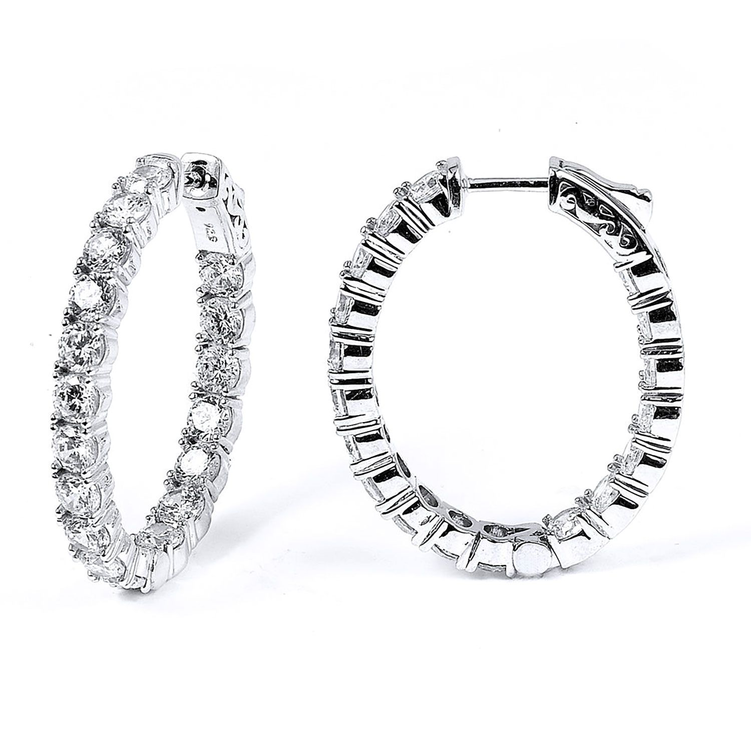 Dazzlers Sterling Silver Rhodium Plated with CZ Hoop Earrings, MPN: DCE-432