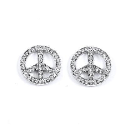 Dazzlers Sterling Silver Rhodium Plated and CZ Peace Stud Earrings, MPN: DME-226