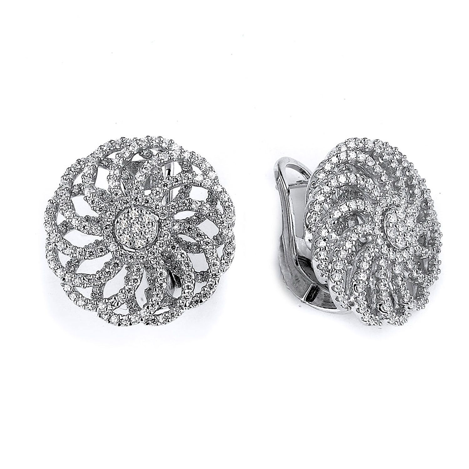 Dazzlers Sterling Silver Rhodium Plated and CZ Flower Earrings, MPN: DCE-335