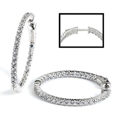 Dazzlers Sterling Silver Rhodium Plated and CZ Hoop Earrings, MPN: DCE-37