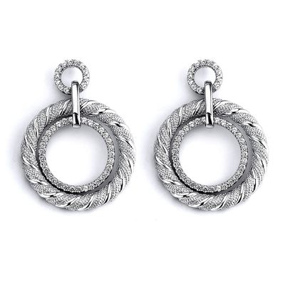 Dazzlers Sterling Silver Rhodium Plated and CZ Circular Earrings, MPN: DCE-238