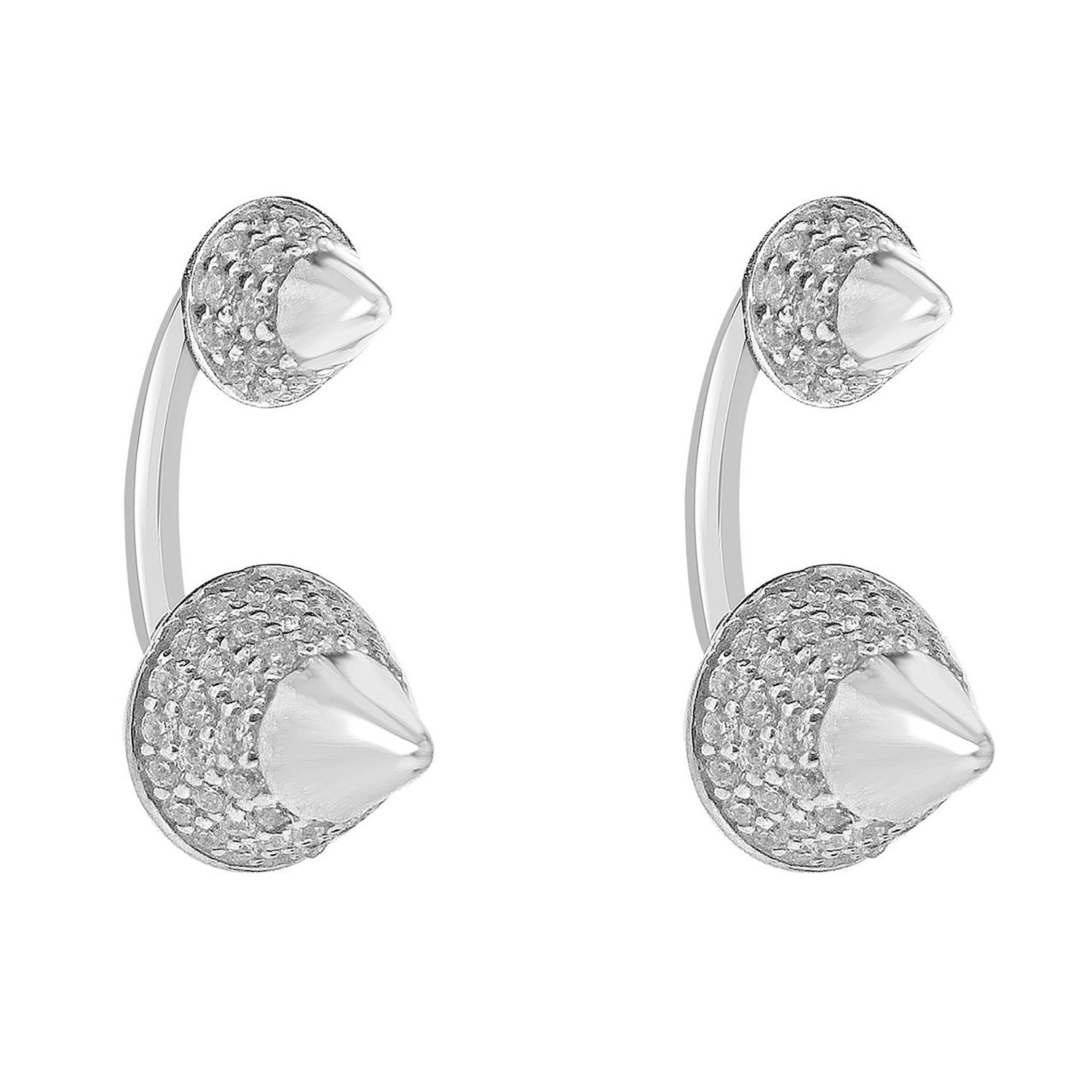 Dazzlers Sterling Silver Rhodium Plating and CZ Spike Stud Earrings, MPN: DCE-657