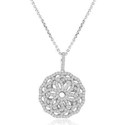 Dazzlers Sterling Silver Rhodium Plated and CZ Ornate Flower Necklace, MPN: DYN-741