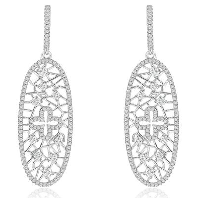 Dazzlers Sterling Silver Black Rhodium Plated and CZ Dangle Earrings, MPN: DCE-596