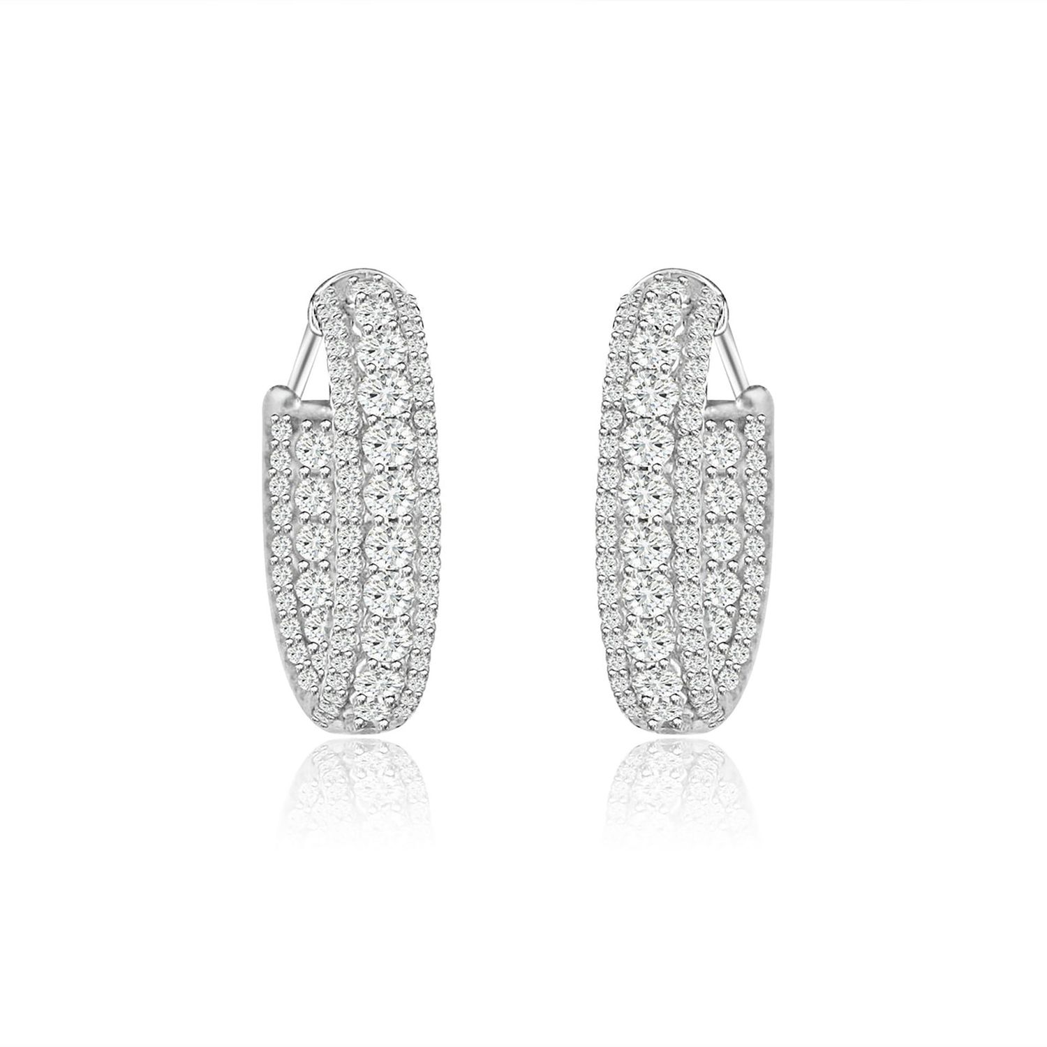 Dazzlers Sterling Silver Rhodium Plated and CZ Hoop Earrings, MPN: DCE-547