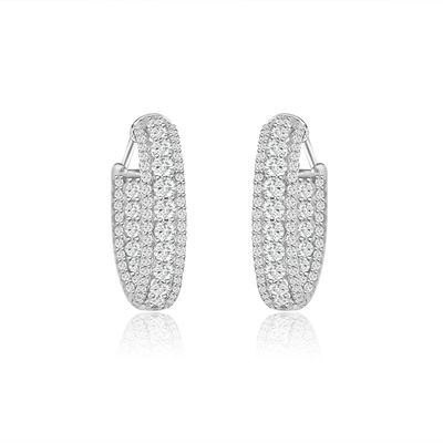 Dazzlers Sterling Silver Rhodium Plated and CZ Hoop Earrings, MPN: DCE-547