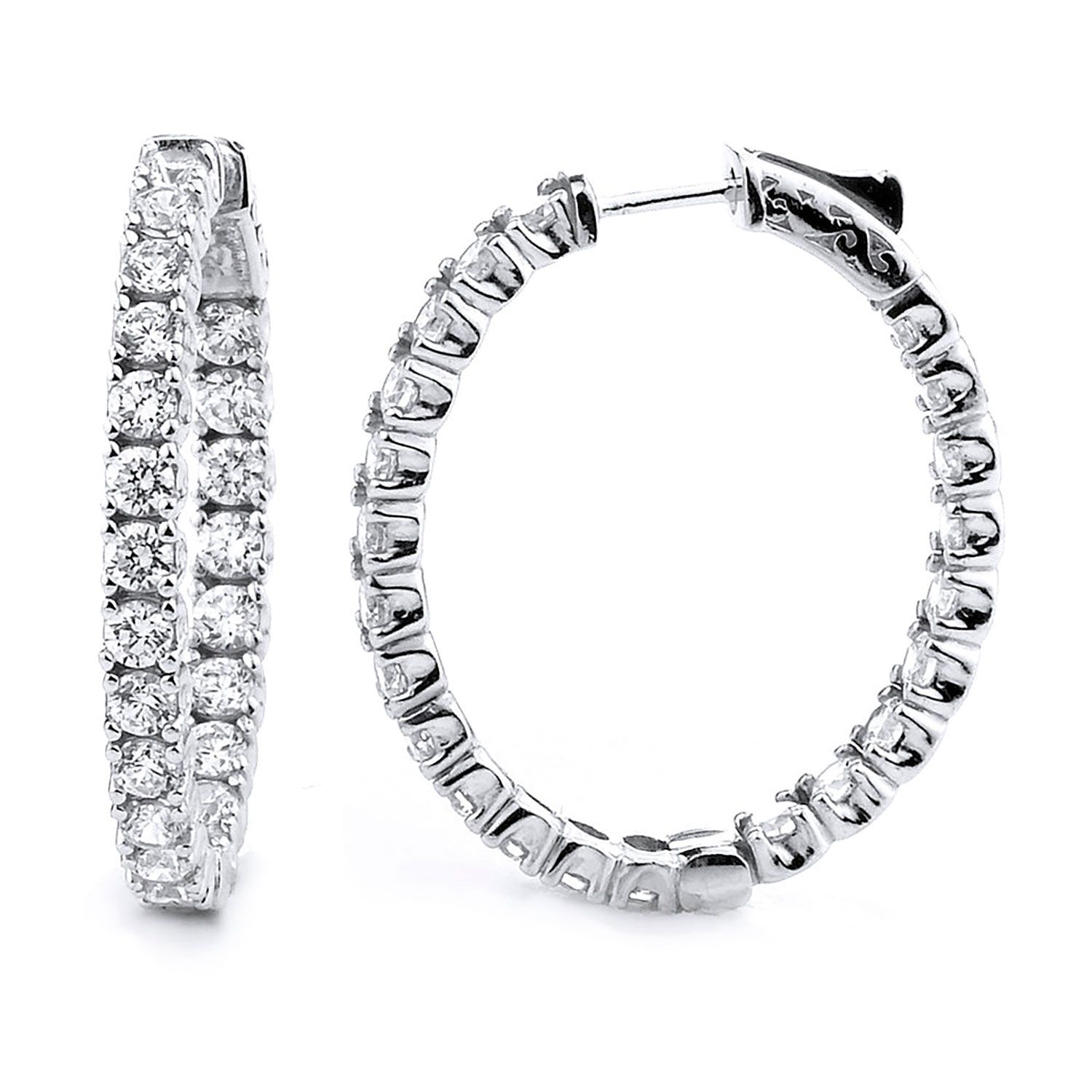 Dazzlers Sterling Silver Rhodium Plated and CZ Oval Hoop Earrings, MPN: DCE-385