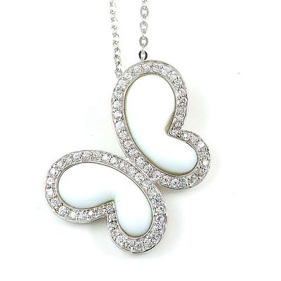 Dazzlers Sterling Silver Rhodium Plated and CZ Butterfly Necklace, MPN: DBN384