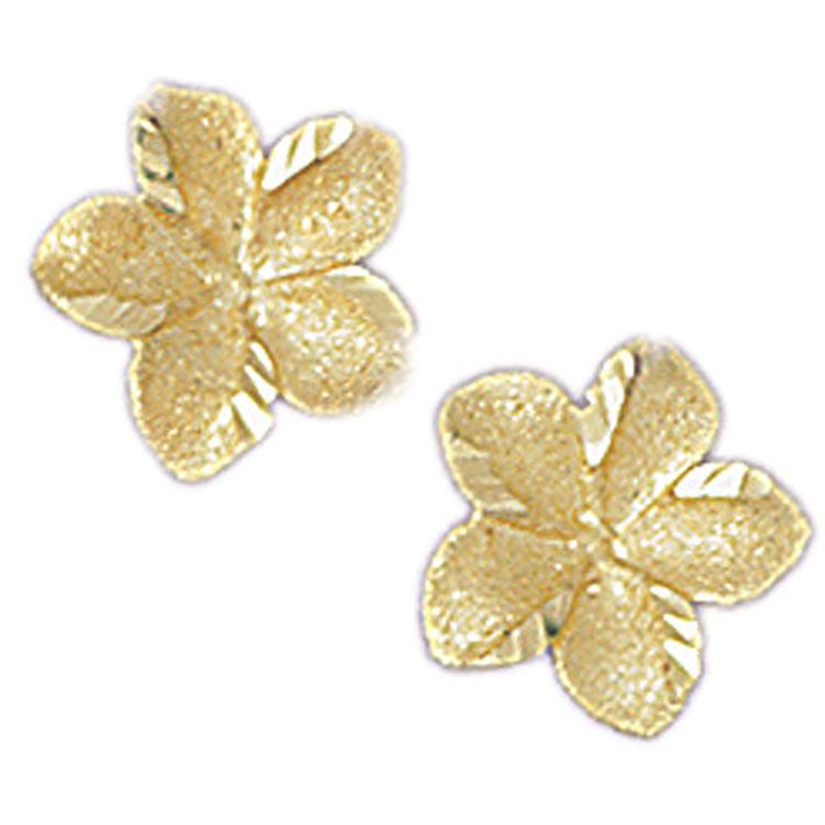 Dazzlers 14k Yellow Gold Plumeria Stud Earrings, MPN: DZ-12100