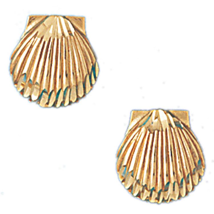 Dazzlers 14k Yellow Gold Shell Stud Earrings, MPN: DZ-13046
