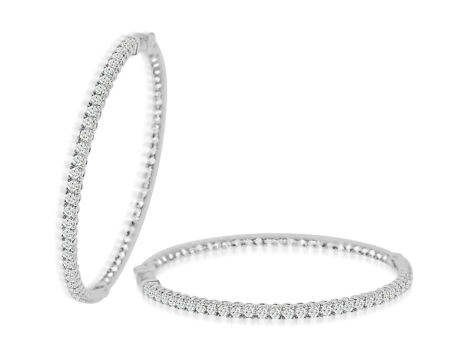 Dazzlers Sterling Silver Rhodium Plated and CZ Oval Hoop Earrings, MPN: DCE-25