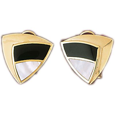 Dazzlers 14k Yellow Gold Black Onyx &amp; Mother of Pearl Earrings, MPN: DZ-15106