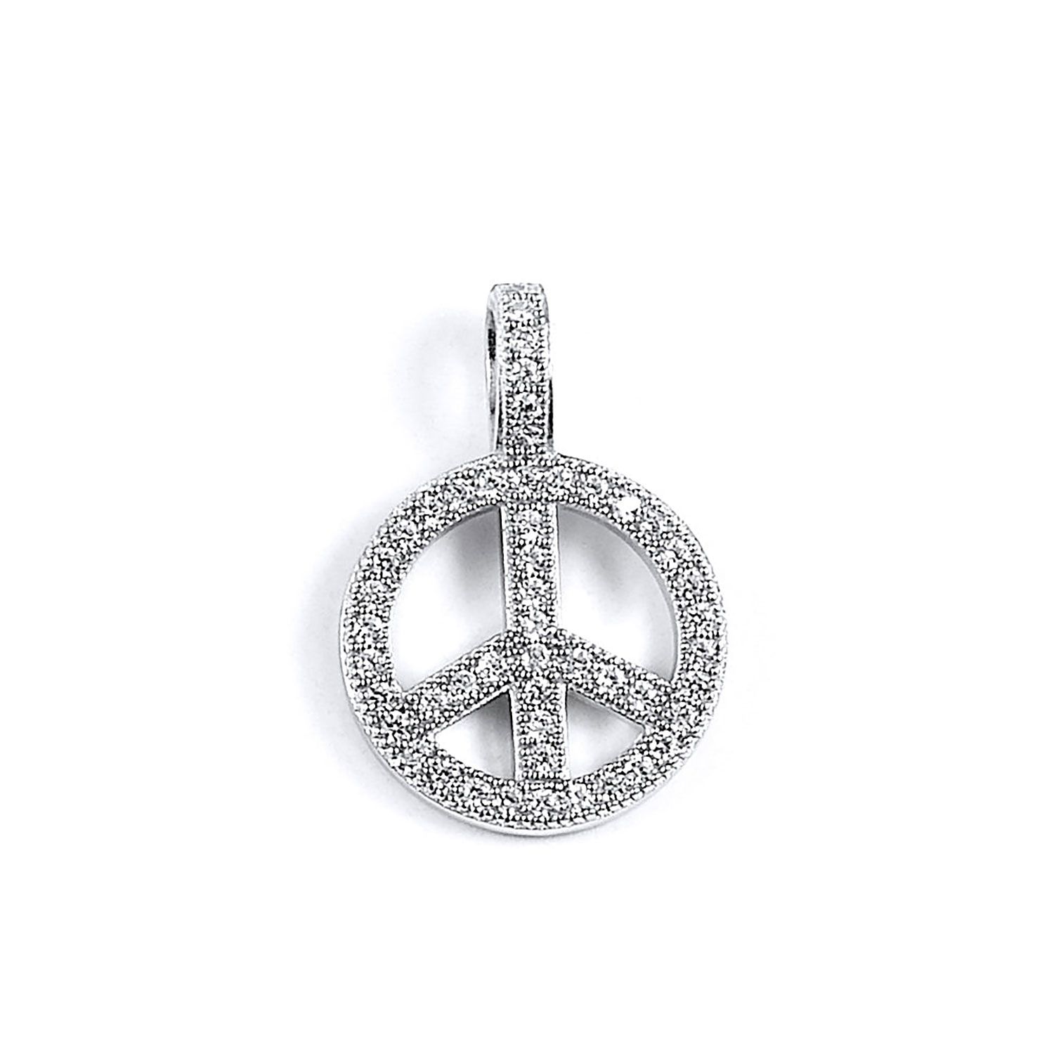 Dazzlers Sterling Silver Rhodium Plated and CZ Peace Necklace, MPN: DMP-225
