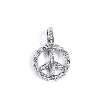 Dazzlers Sterling Silver Rhodium Plated and CZ Peace Necklace, MPN: DMP-225