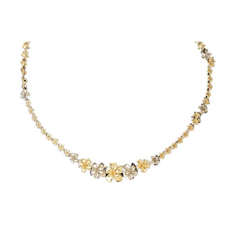 Dazzlers 14k Two Tone Gold Plumeria Necklace, MPN: DZ-12067