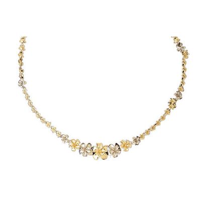 Dazzlers 14k Two Tone Gold Plumeria Necklace, MPN: DZ-12067
