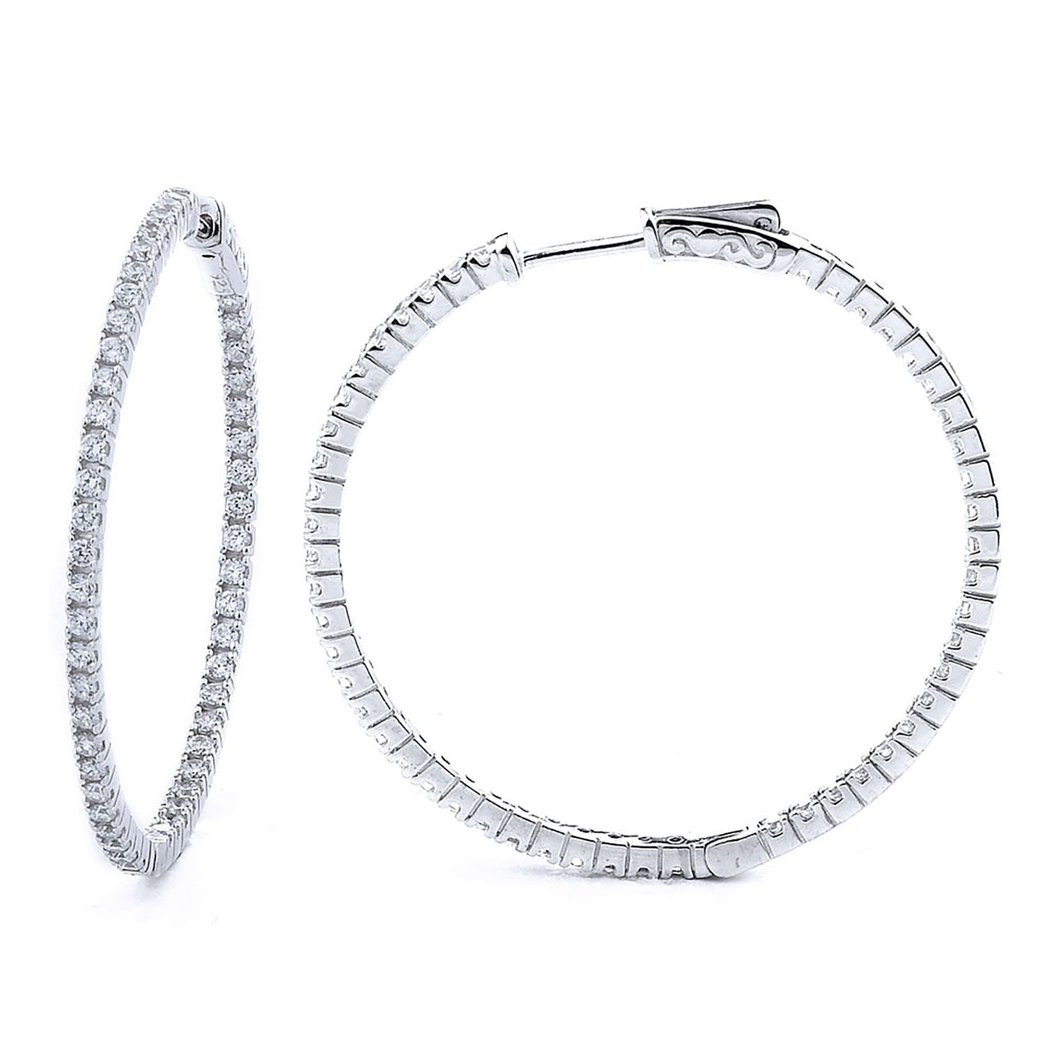 Dazzlers Sterling Silver Rhodium Plated and CZ Hoop Earrings, MPN: DCE-306