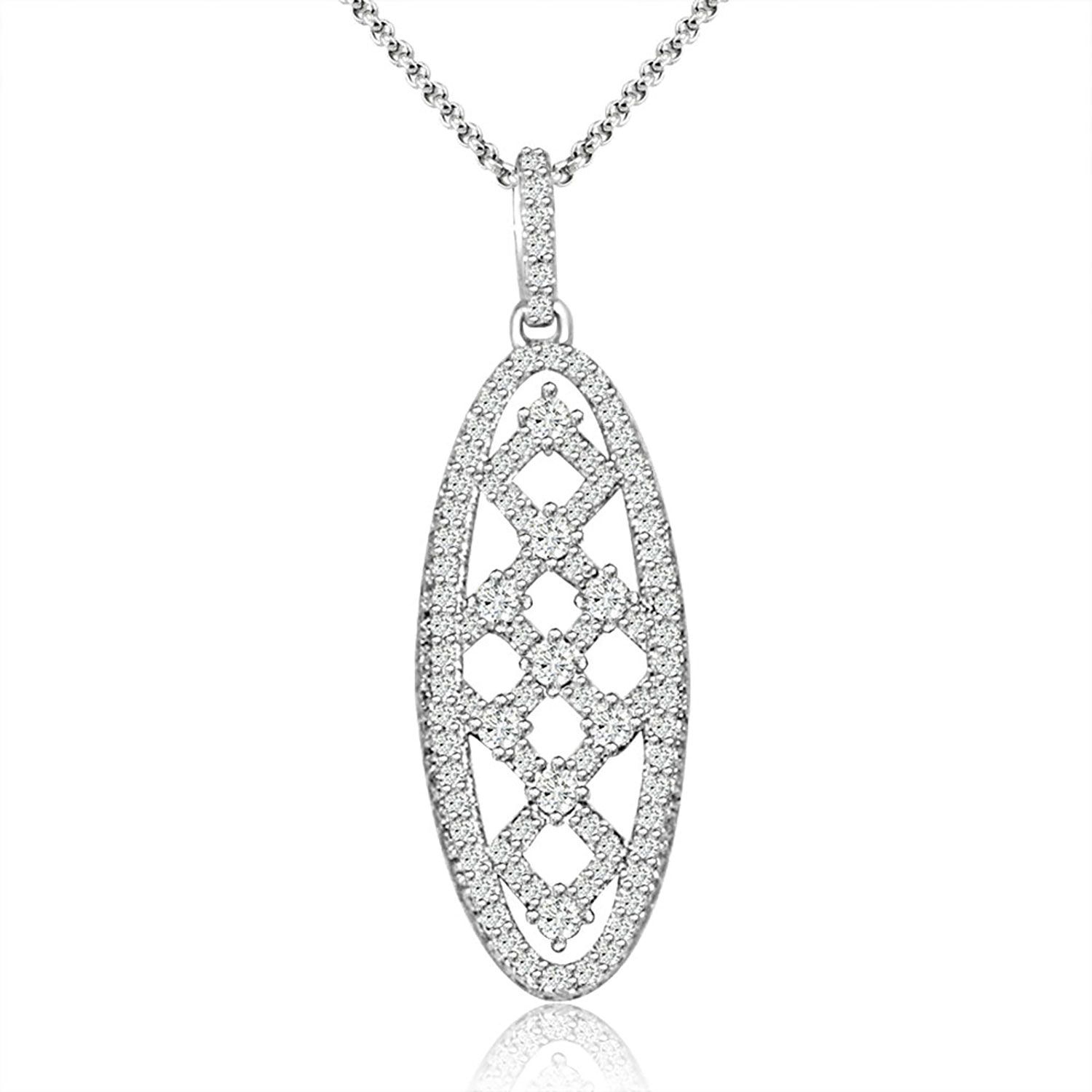 Dazzlers Sterling Silver Rhodium Plated and CZ Necklace, MPN: DYN-714
