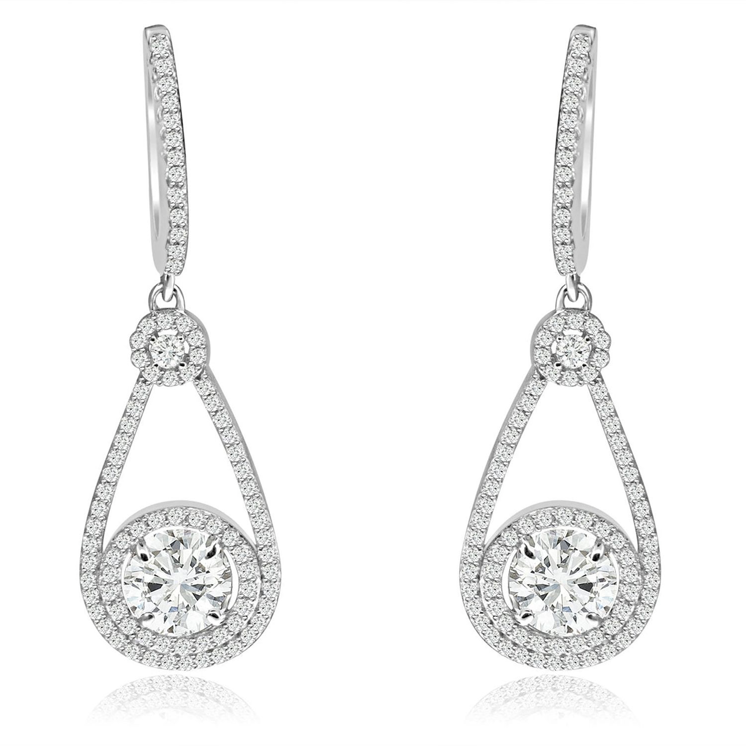 Dazzlers Sterling Silver Rhodium Plated and CZ Earrings, MPN: DCE-518