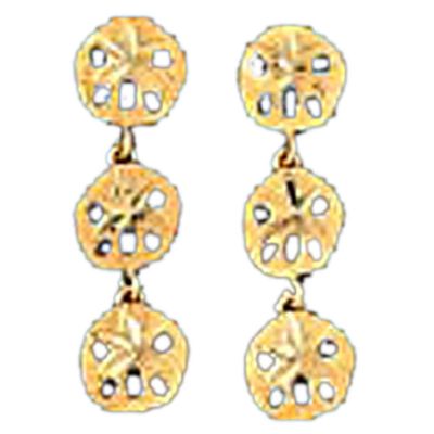 Dazzlers 14k Yellow Gold Sand Dollar Drop Earrings, MPN: DZ-13124