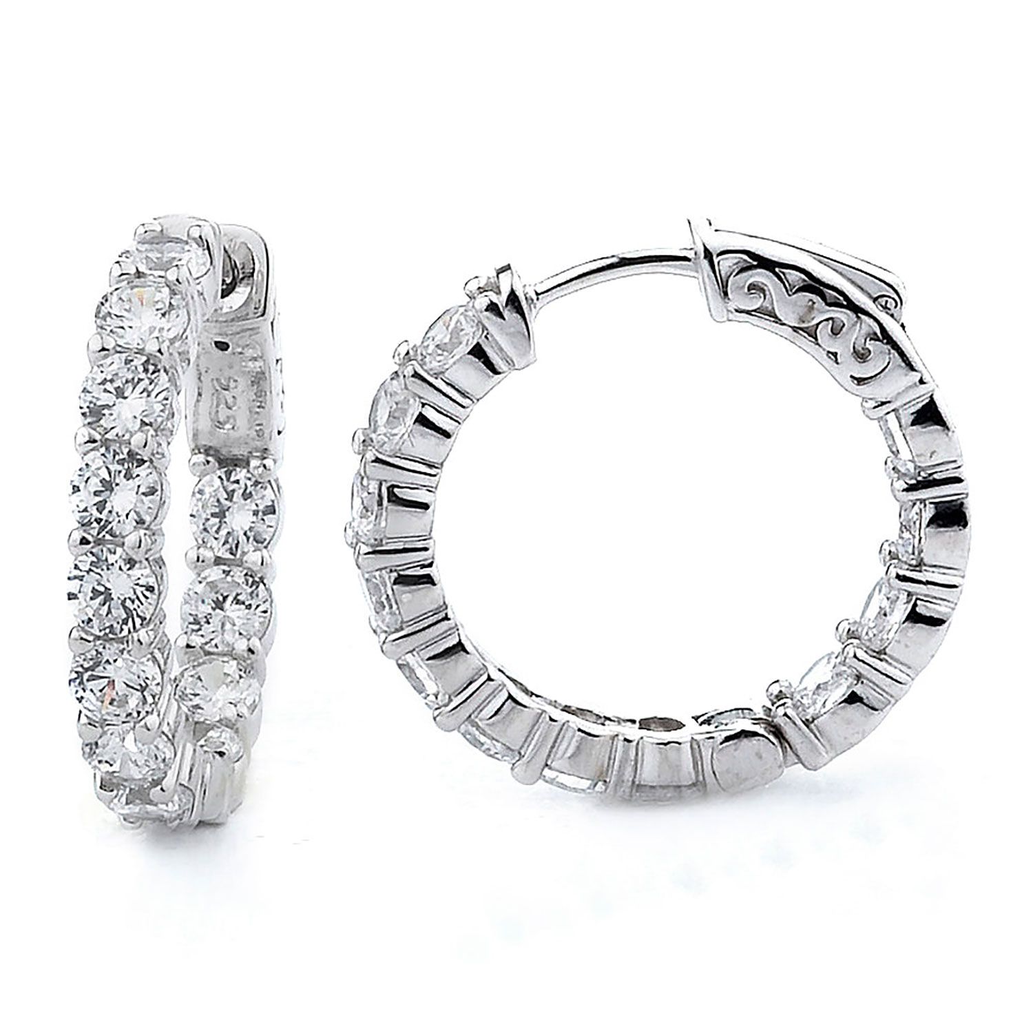 Dazzlers Sterling Silver Rhodium Plated and CZ Oval Hoop Earrings, MPN: DCE-393