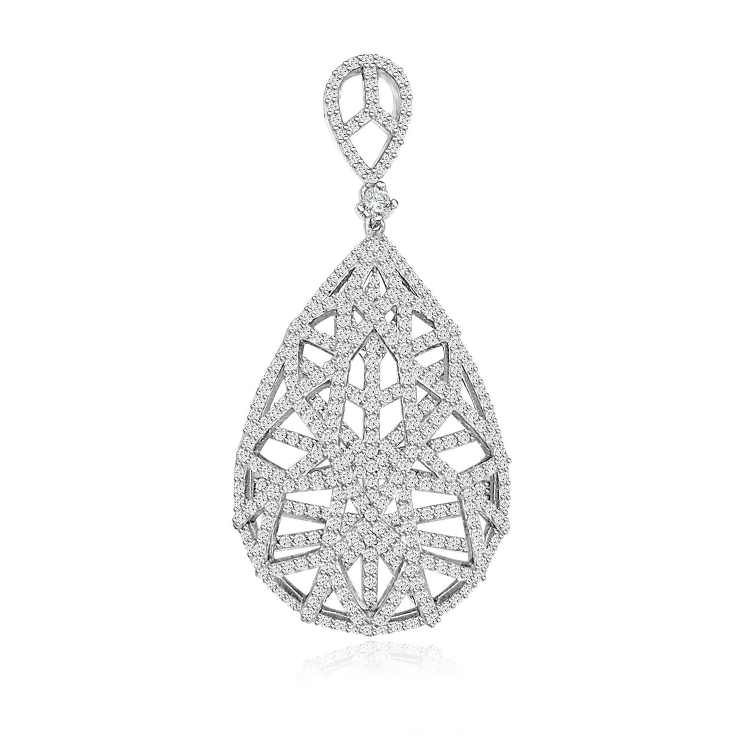 Dazzlers Sterling Silver Rhodium Plated and CZ Teardrop Fashion Necklace, MPN: DRP-518