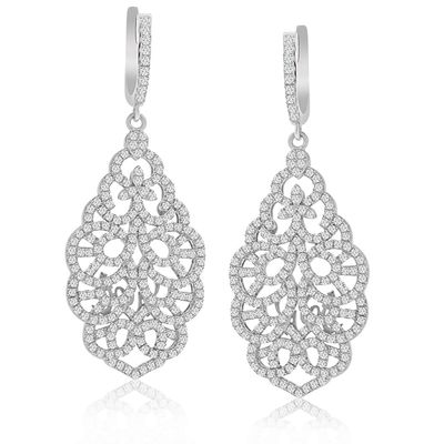 Dazzlers Sterling Silver Rhodium Plated and CZ Dangle Earrings, MPN: DYE-730