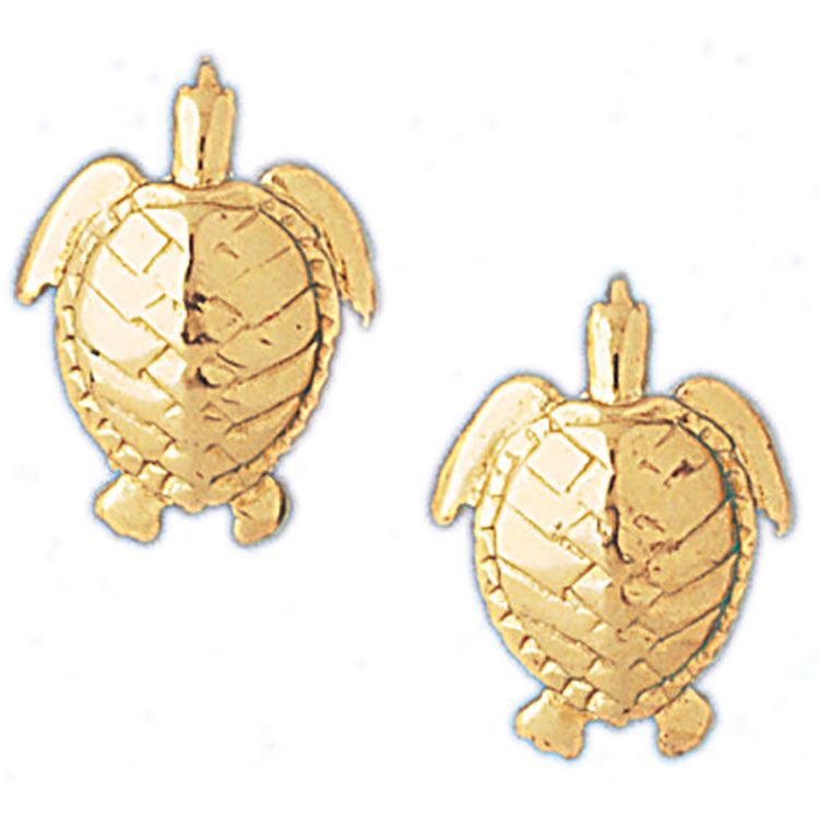 Dazzlers 14k Yellow Gold Turtle Stud Earrings, MPN: DZ-13077