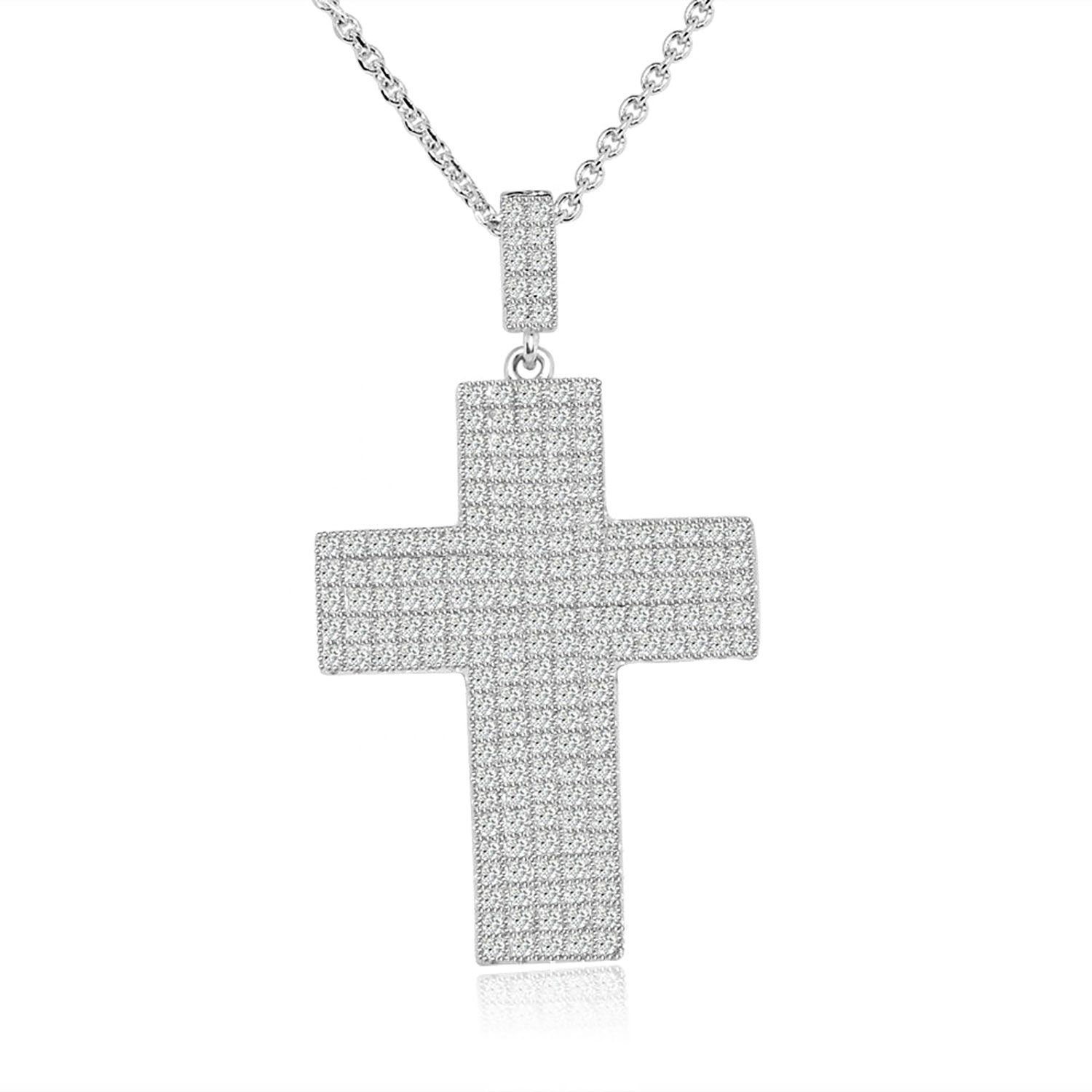 Dazzlers Sterling Silver Rhodium Plated and micro-pave CZ Necklace, MPN: DYN-703